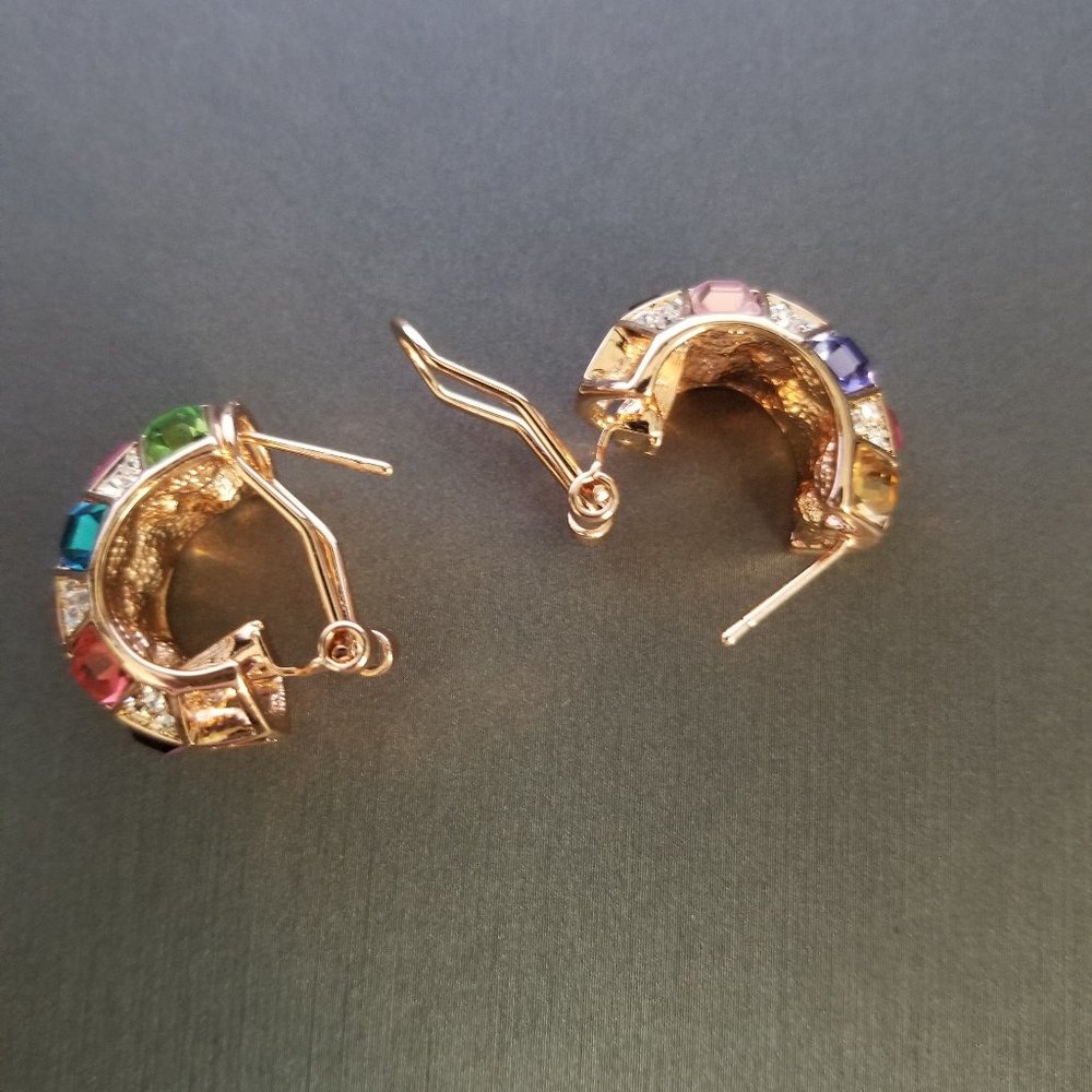 Swarovski Crystal & Rose Gold Geometric Earrings - Picture 3 of 6